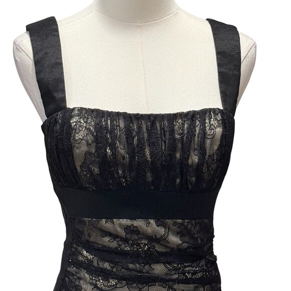 Y2K Jessica McClintock Babydoll Black Lace Illusion Mini Womens Dress Size 6 - Picture 3 of 13